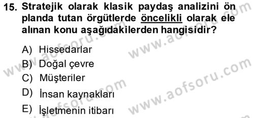 Kriz İletişimi Ve Yönetimi Dersi 2013 - 2014 Yılı (Vize) Ara Sınav Soruları 15. Soru