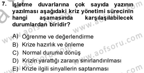 Kriz İletişimi Ve Yönetimi Dersi 2013 - 2014 Yılı (Vize) Ara Sınav Soruları 7. Soru