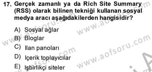 Kriz İletişimi Ve Yönetimi Dersi 2013 - 2014 Yılı (Final) Dönem Sonu Sınav Soruları 17. Soru