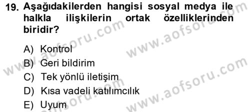 Kriz İletişimi Ve Yönetimi Dersi 2013 - 2014 Yılı (Final) Dönem Sonu Sınav Soruları 19. Soru