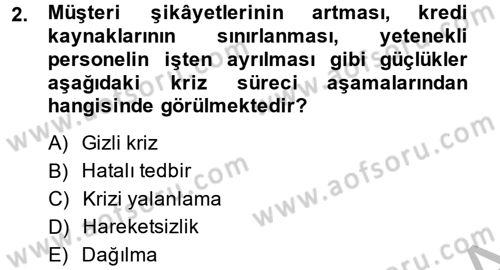 Kriz İletişimi Ve Yönetimi Dersi 2013 - 2014 Yılı (Final) Dönem Sonu Sınav Soruları 2. Soru