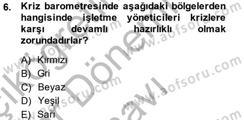 Kriz İletişimi Ve Yönetimi Dersi 2013 - 2014 Yılı (Final) Dönem Sonu Sınav Soruları 6. Soru