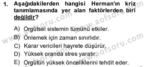 Kriz İletişimi Ve Yönetimi Dersi 2014 - 2015 Yılı (Vize) Ara Sınav Soruları 1. Soru