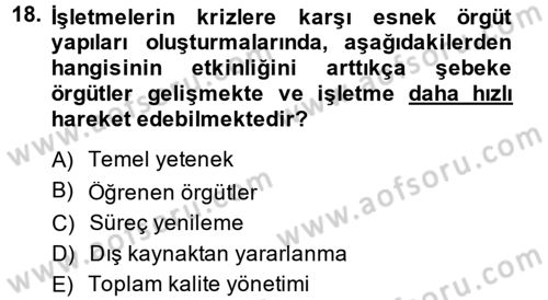 Kriz İletişimi Ve Yönetimi Dersi 2014 - 2015 Yılı (Vize) Ara Sınav Soruları 18. Soru