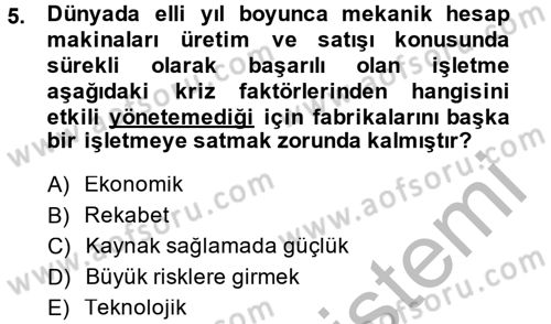 Kriz İletişimi Ve Yönetimi Dersi 2014 - 2015 Yılı (Vize) Ara Sınav Soruları 5. Soru