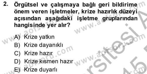 Kriz İletişimi Ve Yönetimi Dersi 2014 - 2015 Yılı (Final) Dönem Sonu Sınav Soruları 2. Soru