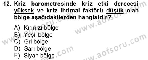 Kriz İletişimi Ve Yönetimi Dersi 2014 - 2015 Yılı Tek Ders Sınav Soruları 12. Soru