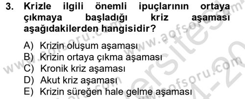Kriz İletişimi Ve Yönetimi Dersi 2014 - 2015 Yılı Tek Ders Sınav Soruları 3. Soru