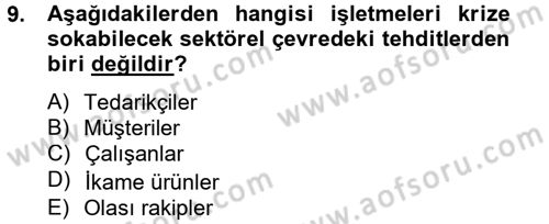 Kriz İletişimi Ve Yönetimi Dersi 2014 - 2015 Yılı Tek Ders Sınav Soruları 9. Soru