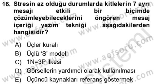 Kriz İletişimi Ve Yönetimi Dersi 2015 - 2016 Yılı (Final) Dönem Sonu Sınav Soruları 16. Soru