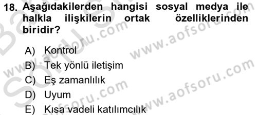Kriz İletişimi Ve Yönetimi Dersi 2015 - 2016 Yılı (Final) Dönem Sonu Sınav Soruları 18. Soru