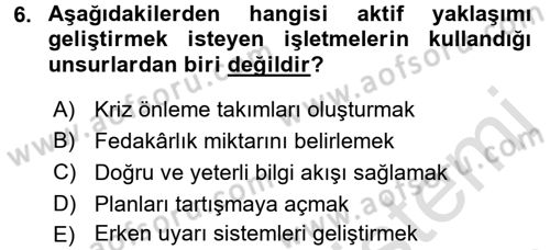 Kriz İletişimi Ve Yönetimi Dersi 2015 - 2016 Yılı (Final) Dönem Sonu Sınav Soruları 6. Soru