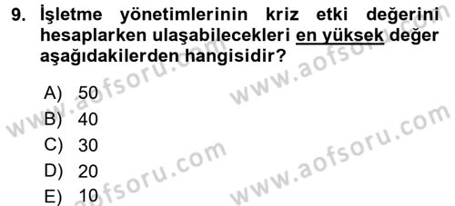 Kriz İletişimi Ve Yönetimi Dersi 2015 - 2016 Yılı (Final) Dönem Sonu Sınav Soruları 9. Soru