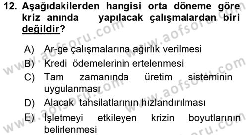 Kriz İletişimi Ve Yönetimi Dersi 2016 - 2017 Yılı 3 Ders Sınav Soruları 12. Soru