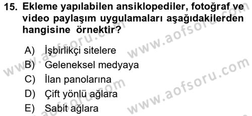 Kriz İletişimi Ve Yönetimi Dersi 2016 - 2017 Yılı 3 Ders Sınav Soruları 15. Soru