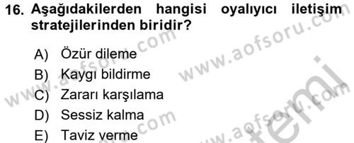 Kriz İletişimi Ve Yönetimi Dersi 2016 - 2017 Yılı 3 Ders Sınav Soruları 16. Soru