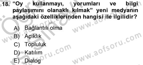 Kriz İletişimi Ve Yönetimi Dersi 2016 - 2017 Yılı 3 Ders Sınav Soruları 18. Soru