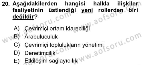 Kriz İletişimi Ve Yönetimi Dersi 2016 - 2017 Yılı 3 Ders Sınav Soruları 20. Soru