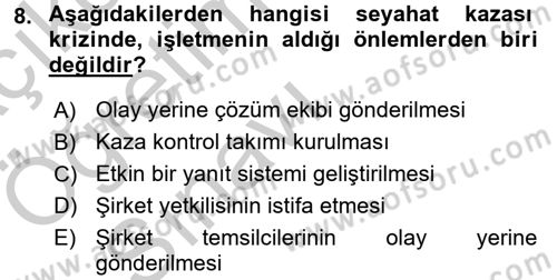 Kriz İletişimi Ve Yönetimi Dersi 2016 - 2017 Yılı 3 Ders Sınav Soruları 8. Soru