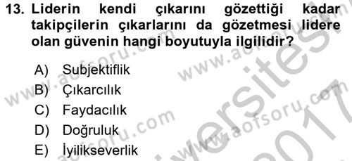 Kriz İletişimi Ve Yönetimi Dersi 2016 - 2017 Yılı (Vize) Ara Sınav Soruları 13. Soru