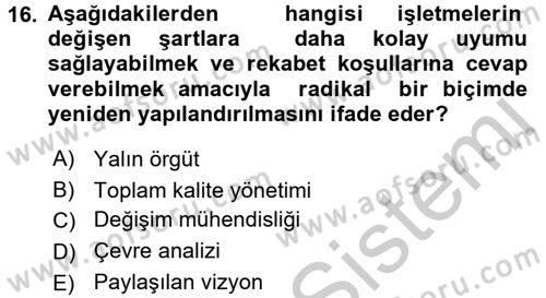 Kriz İletişimi Ve Yönetimi Dersi 2016 - 2017 Yılı (Vize) Ara Sınav Soruları 16. Soru