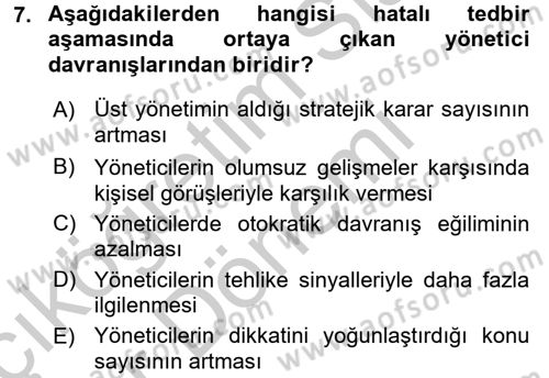 Kriz İletişimi Ve Yönetimi Dersi 2016 - 2017 Yılı (Vize) Ara Sınav Soruları 7. Soru