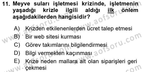 Kriz İletişimi Ve Yönetimi Dersi 2016 - 2017 Yılı (Final) Dönem Sonu Sınav Soruları 11. Soru