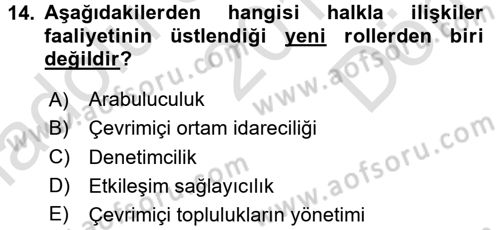 Kriz İletişimi Ve Yönetimi Dersi 2016 - 2017 Yılı (Final) Dönem Sonu Sınav Soruları 14. Soru