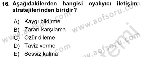 Kriz İletişimi Ve Yönetimi Dersi 2016 - 2017 Yılı (Final) Dönem Sonu Sınav Soruları 16. Soru