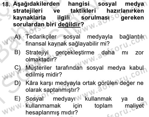 Kriz İletişimi Ve Yönetimi Dersi 2016 - 2017 Yılı (Final) Dönem Sonu Sınav Soruları 18. Soru