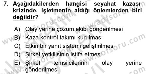 Kriz İletişimi Ve Yönetimi Dersi 2016 - 2017 Yılı (Final) Dönem Sonu Sınav Soruları 7. Soru