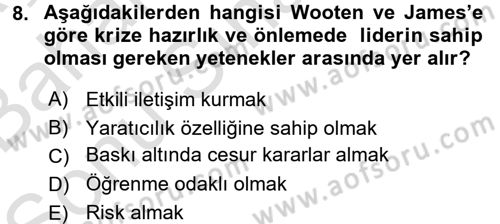 Kriz İletişimi Ve Yönetimi Dersi 2016 - 2017 Yılı (Final) Dönem Sonu Sınav Soruları 8. Soru