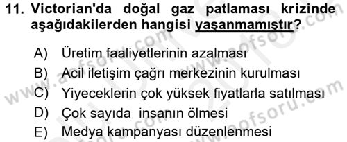 Kriz İletişimi Ve Yönetimi Dersi 2017 - 2018 Yılı 3 Ders Sınav Soruları 11. Soru