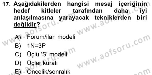 Kriz İletişimi Ve Yönetimi Dersi 2017 - 2018 Yılı 3 Ders Sınav Soruları 17. Soru