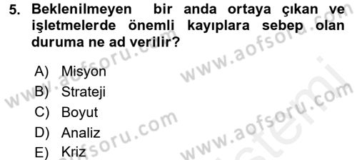 Kriz İletişimi Ve Yönetimi Dersi 2017 - 2018 Yılı 3 Ders Sınav Soruları 5. Soru