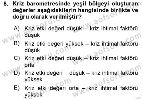 Kriz İletişimi Ve Yönetimi Dersi 2017 - 2018 Yılı 3 Ders Sınav Soruları 8. Soru