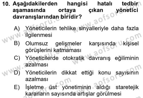 Kriz İletişimi Ve Yönetimi Dersi 2017 - 2018 Yılı (Vize) Ara Sınav Soruları 10. Soru