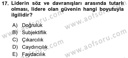 Kriz İletişimi Ve Yönetimi Dersi 2017 - 2018 Yılı (Vize) Ara Sınav Soruları 17. Soru