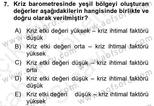 Kriz İletişimi Ve Yönetimi Dersi 2017 - 2018 Yılı (Final) Dönem Sonu Sınav Soruları 7. Soru