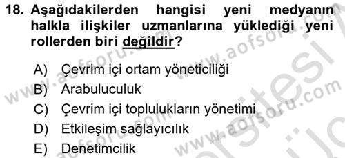 Kriz İletişimi Ve Yönetimi Dersi 2018 - 2019 Yılı 3 Ders Sınav Soruları 18. Soru