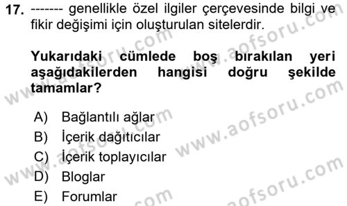 Kriz İletişimi Ve Yönetimi Dersi 2018 - 2019 Yılı (Final) Dönem Sonu Sınav Soruları 17. Soru