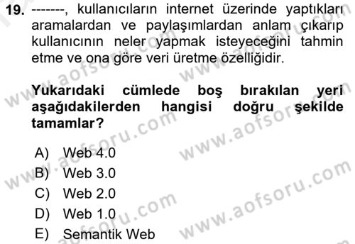Kriz İletişimi Ve Yönetimi Dersi 2018 - 2019 Yılı (Final) Dönem Sonu Sınav Soruları 19. Soru