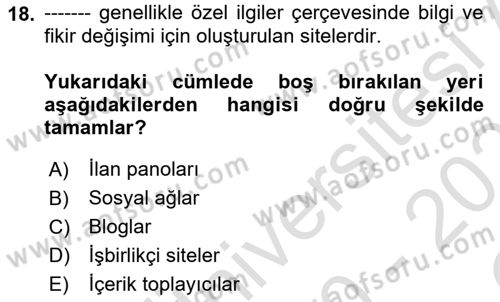 Kriz İletişimi Ve Yönetimi Dersi 2020 - 2021 Yılı Yaz Okulu Sınav Soruları 18. Soru