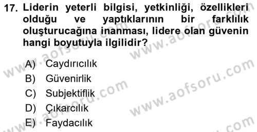 Kriz İletişimi Ve Yönetimi Dersi 2021 - 2022 Yılı (Vize) Ara Sınav Soruları 17. Soru