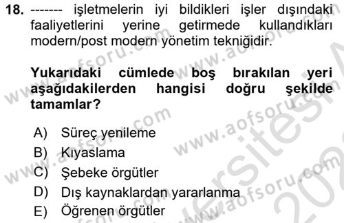 Kriz İletişimi Ve Yönetimi Dersi 2021 - 2022 Yılı (Vize) Ara Sınav Soruları 18. Soru