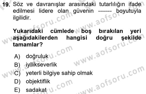 Kriz İletişimi Ve Yönetimi Dersi 2021 - 2022 Yılı (Vize) Ara Sınav Soruları 19. Soru