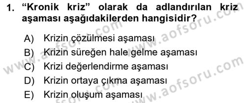 Kriz İletişimi Ve Yönetimi Dersi 2021 - 2022 Yılı Yaz Okulu Sınav Soruları 1. Soru