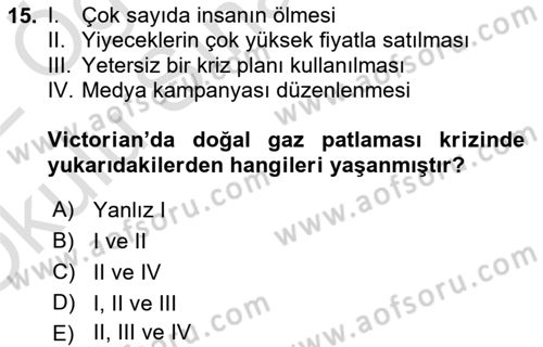 Kriz İletişimi Ve Yönetimi Dersi 2021 - 2022 Yılı Yaz Okulu Sınav Soruları 15. Soru