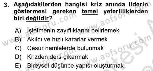 Kriz İletişimi Ve Yönetimi Dersi 2021 - 2022 Yılı Yaz Okulu Sınav Soruları 3. Soru