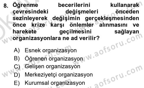 Kriz İletişimi Ve Yönetimi Dersi 2021 - 2022 Yılı Yaz Okulu Sınav Soruları 8. Soru